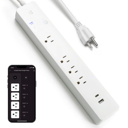Geeni Smart Surge Protector 6-Outlet Power Strip – Wi-Fi Enabled with Voice Control (Alexa, Google Assistant), Surge Protection, 3ft Extension Cord, Remote Access