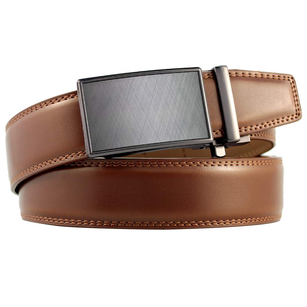 DOOPAI Belt Men, 2 Pack Ratchet Belt Dress Adjustable 1 3/8" Genuine Leather, Designer Belts for Men Metal Buckle, belts Size Length Can be Cut, with Gift Box