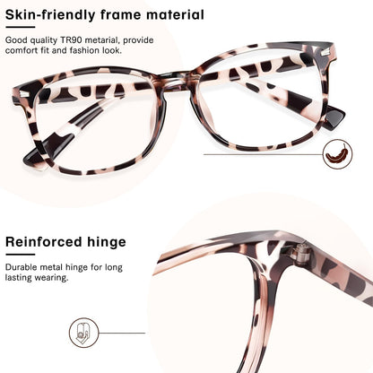 WINTOO Blue Light Glasses for Woman Men | 99% Blue Light Blocking Glasses | Computer Glassess | Night Driving | Gaming | TV Phone Screen Reader Square Frame | Anti Eyestrain & UV Glare Protection