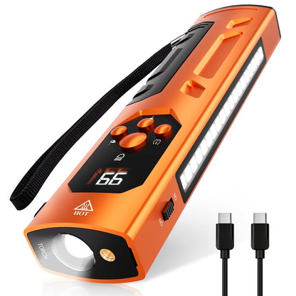 Rechargeable EDC Flashlight with Red Beam, Flat LED Flashlight with Magnetic Base and Clip, SOS&RGB Modes, Flameless Lighter, Pocket Size for Emergency, Camping, Hiking, Working