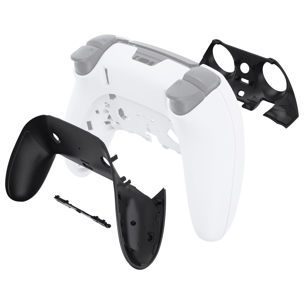 eXtremeRate Top Bottom Decorative Trim Shell Compatible with ps5 Edge Controller DIY Replacement Front Back Clip Shell, Custom Black Plates Cover Compatible with ps5 Edge Controller