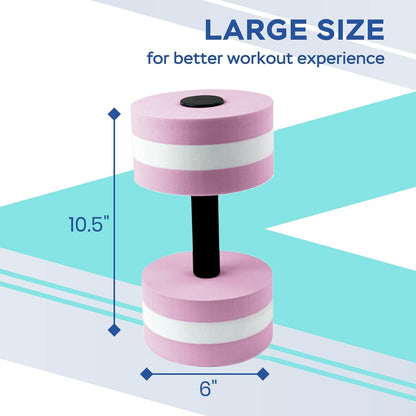 VEAREAR 2Pc Water Dumbells Water Aerobic Exercise Foam Dumbbell Pool Resistance Aquatic Dumbbell EVA Yoga Barbell Exercise Fitness Equipment Exercises Equipment for Weight Loss