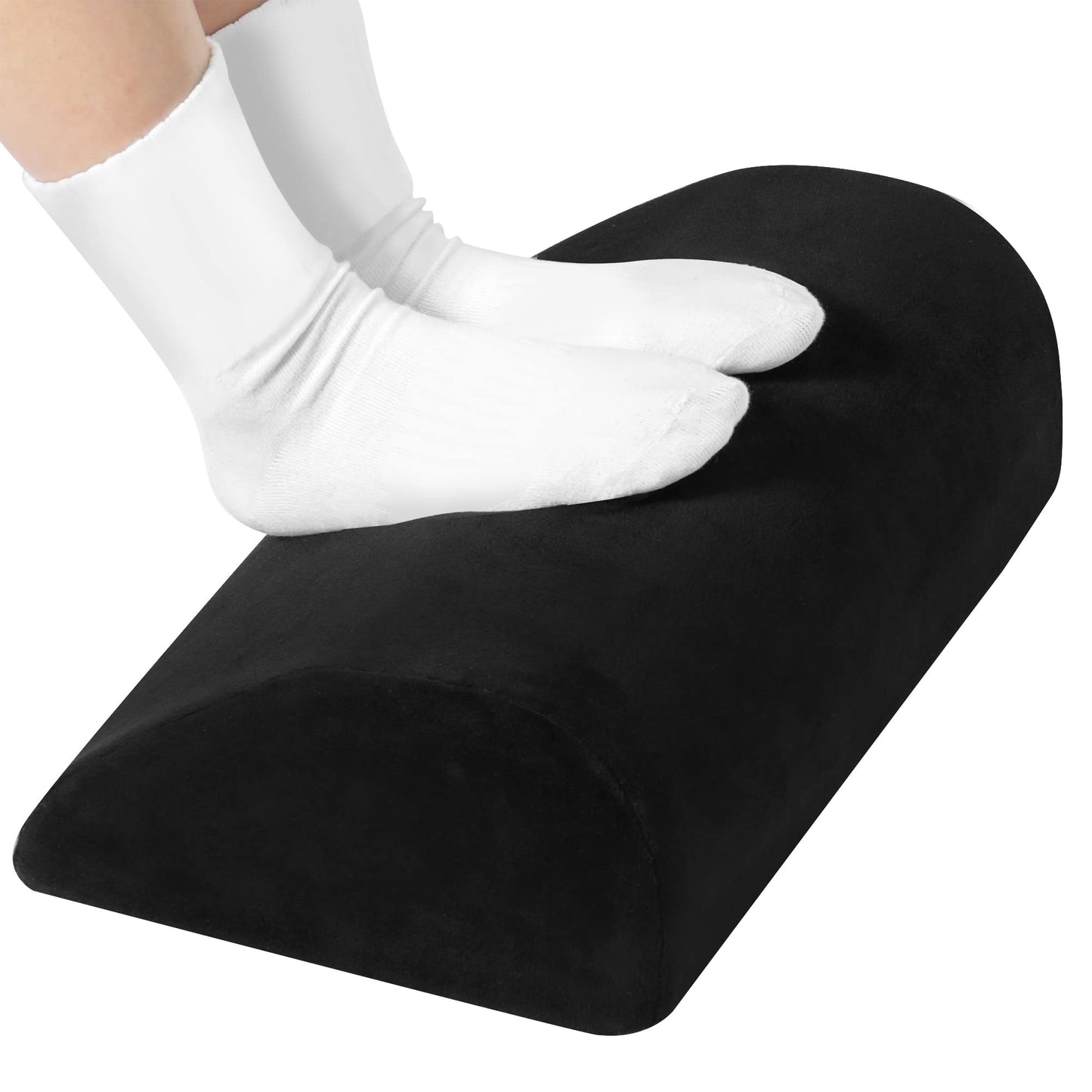 Amazon Basics Foam Foot Rest for Under Desk, Supportive Stool for Home and Office with Washable Cover, 5.1 x 10.2 x 17.3 in, Black