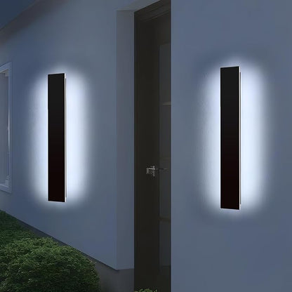 Mikeru Upgraded 2 Pack 23.6" Long & 4.3" Wide LED Wall Sconce, 10%-100% Dimming + 3000K-6000K Adjustable, IP65 Waterproof Outdoor Light Fixtures Cover US Junction Box for Porch, Garage, Basement