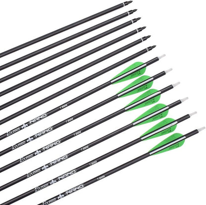 Carbon Arrows for Archery Bow - Hunting Target Practice with Removable Tips | 26, 28, 30 Inch, Spine 500, 6PCS/12PCS