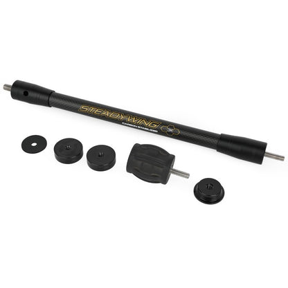 AMEYXGS Archery Bow Stabilizer for Compound Bow, 3K Carbon Fiber 6", 8", 10", 12" 15" Rods, Damping System, Weights Kit, Single Side V-Bar Mount,Quick Disconnect (15″)