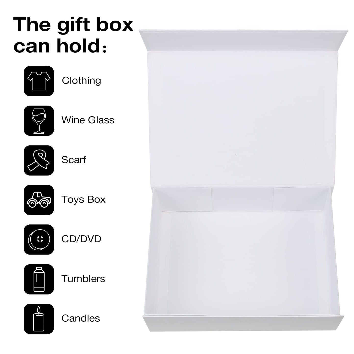 Aimyoo Small White Collapsible Gift Box with Magnetic Closure Lids 10.5x7x3 in, Bridesmaid Groomsman Proposal Boxes, Rectangle Storage Box 5 Pack