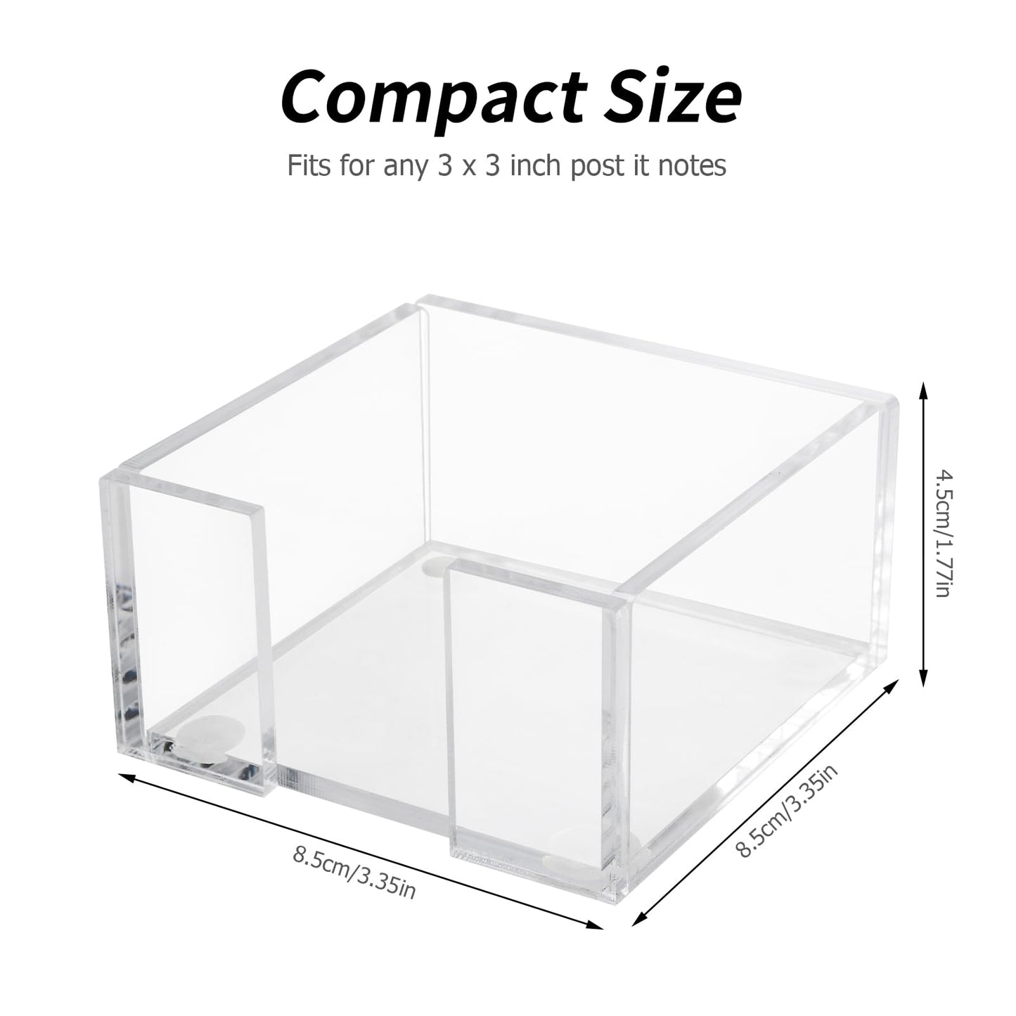 Acrylic Sticky Note Holder, 3 x 3 Crystal Clear Acrylic Notepad Holder Sticky Note Dispenser for Dorm Room and Office Desk Organizer