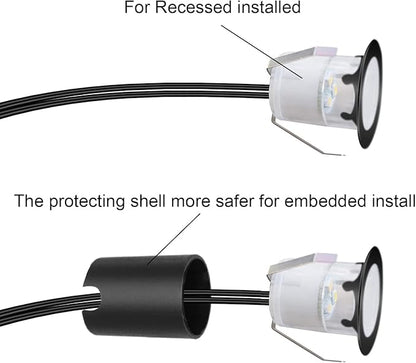 LED Deck Light Kit 0.1W-0.3W Low Voltage RGB Outdoor Lighting with Protecting Shell,6Lm IP67 Waterproof Outdoor Step Stairs Garden Yard Patio Landscape Decor Lighting(RGB,10pcs Black Border)