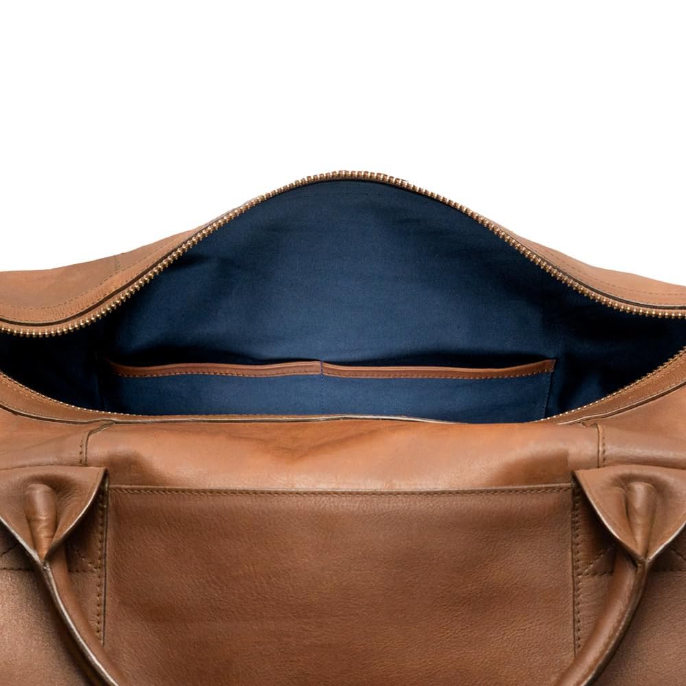 Full Grain Leather Duffle Bag – 25L Travel, Gym & Carry-On Weekender for Men | Handcrafted Overnight Bag with Brass Hardware, Vintage Style