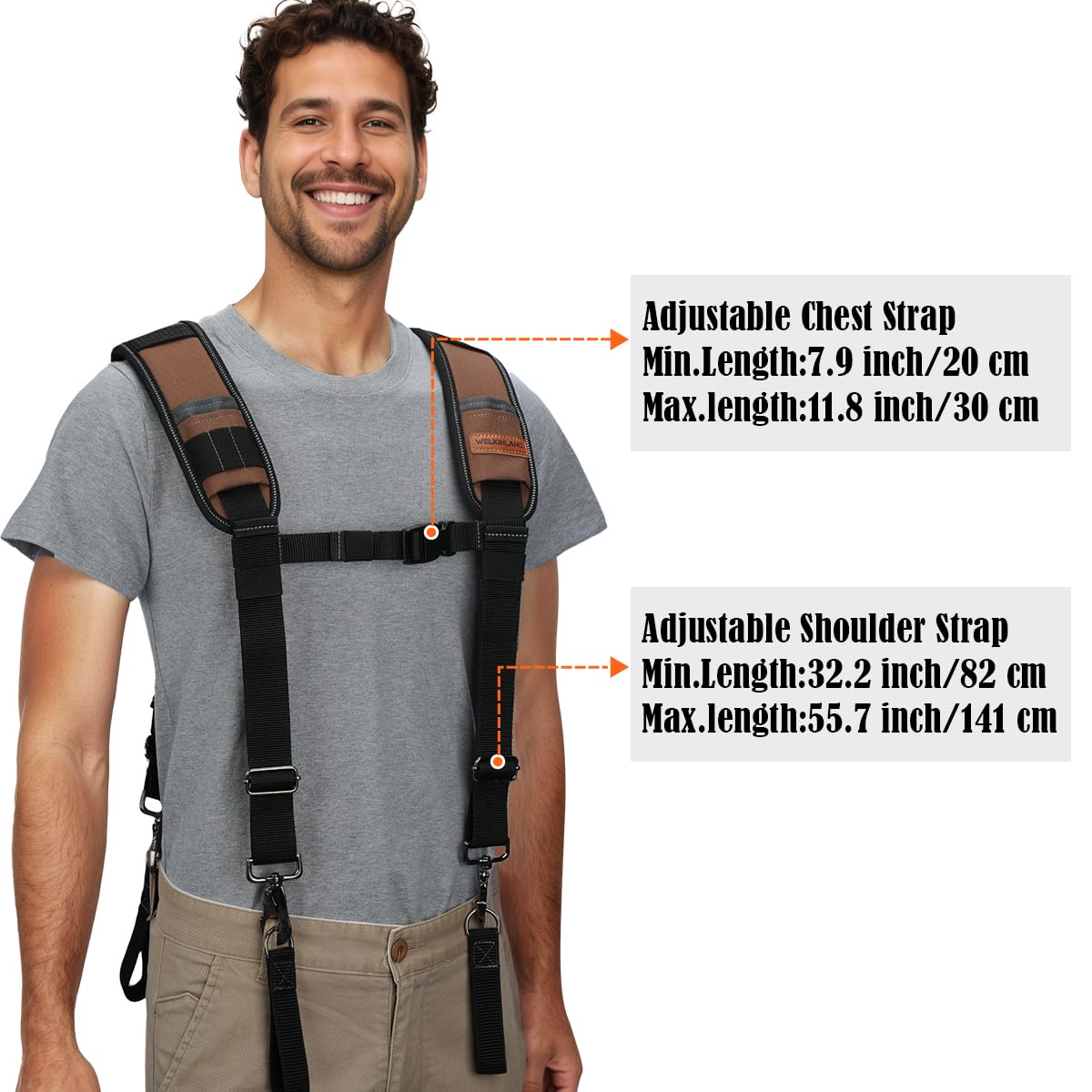WELKINLAND Heavy Duty Tool Belt Suspender, Comfy Padded Tool Belt Suspender, Fully-Adjustable Tool Bag Suspenders, RipStop Suspenders For Tool Belt, Tool Belt Suspenders For Men/Carpenter