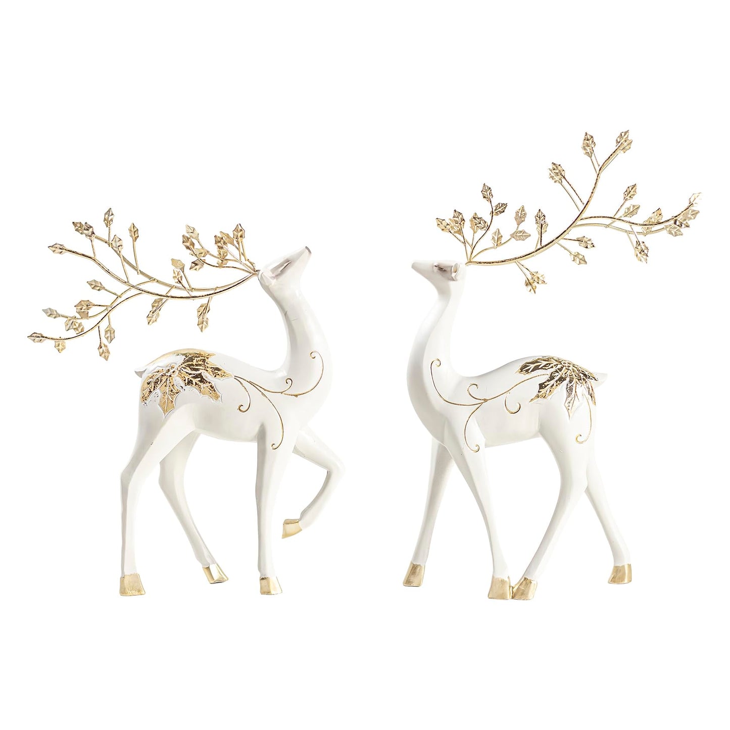 AGKZNTQP 2Pcs Resin Reindeer Figurine Set – Elegant Christmas Reindeer Ornaments, Decorative Reindeer Sculptures for Home, Living Room, Desktop, Office, and Holiday Tabletop Decor