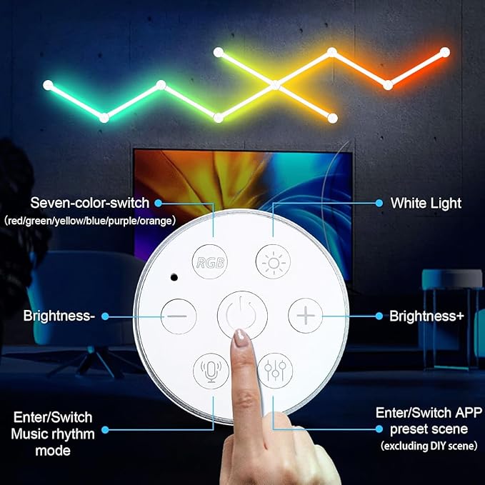 LED Smart Glide Wall Line Light, WiFi RGB LED Wall Lights for Gaming Room, 16M+ Colors, Music Sync, Compatible with Alexa and Google Assistant(9 Light Lines,White)