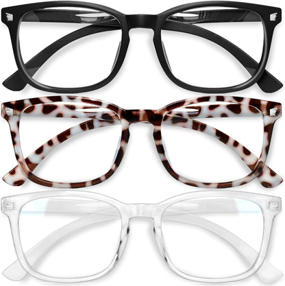 Gaoye Stylish Blue Light Glasses for Woman - Computer Glasses 99% Blue Light Blocking - Lightweight TR90 Frames - 3 pack