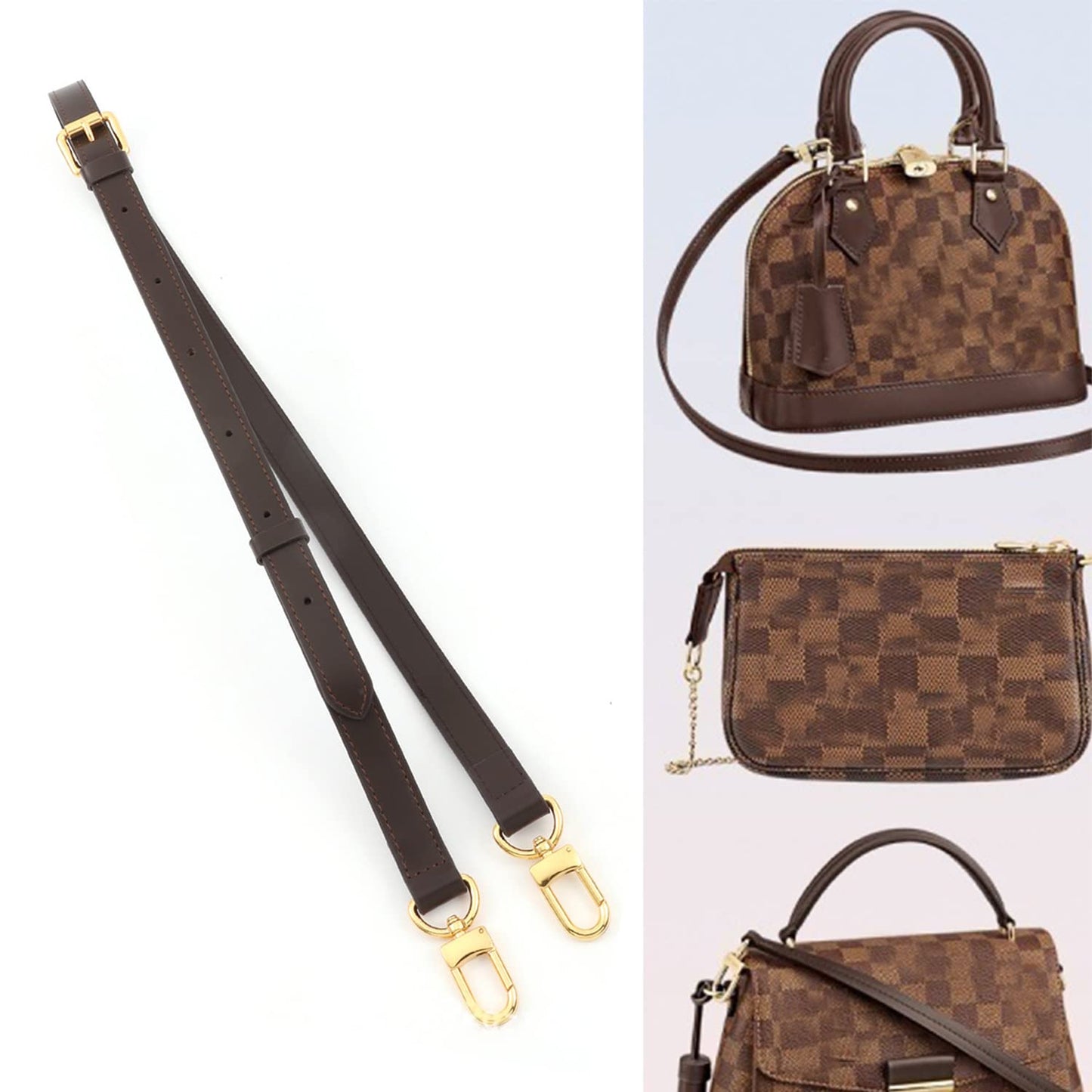 BEUDW Vachetta Leather Adjustable Crossbody Strap for Leather Shoulder Strap Belt Replacement Suitable for L V Handbags