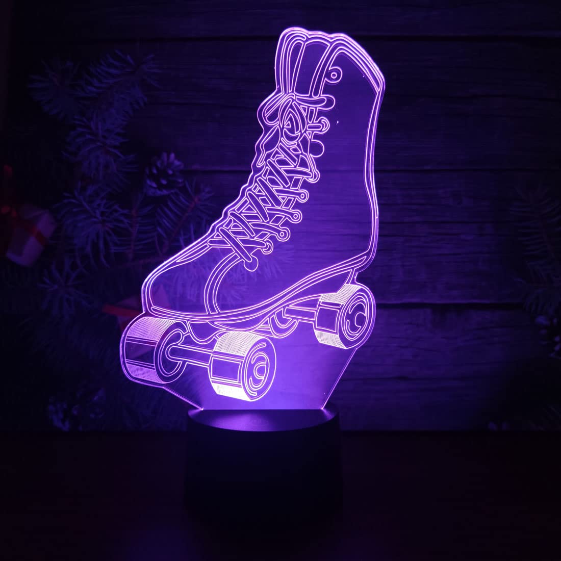 Comiwe Quad Roller Skates 3D Illusion Night Light,16 Colours Change Smart Touch & Remote Control,Home Decor LED Bedside Table Lamp,Christmas Birthday Gift for Girls Boys Kids Adults Friends & Family