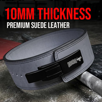 IBRO Powerlifting Lever Gym Belt – Power 10MM Extreme Heavy Duty Genuine Leather Belts - Squats Deadlifts Bodybuilding Weight Lifting IPF Power Lifting Strongman for Men 10mm Grey M