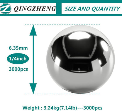 Steel Ball Slingshot Ammo - 3000 Pcs 1/4" Precision 6.35mm Steel Bearings