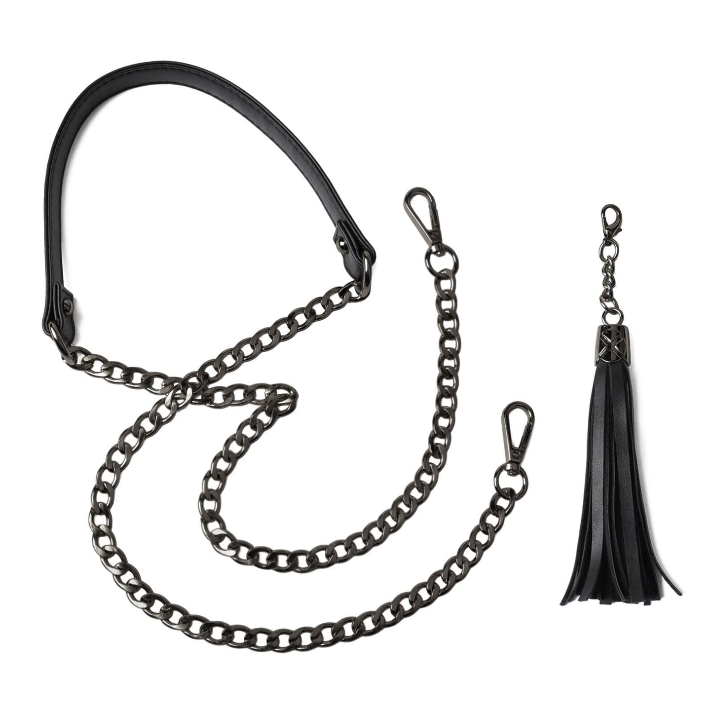 BEAULEGAN Lightweight Purse Leather Chain Strap Replacement for Shoulder and Crossbody Bag, 51 Inch Long(Black/Gunmetal)