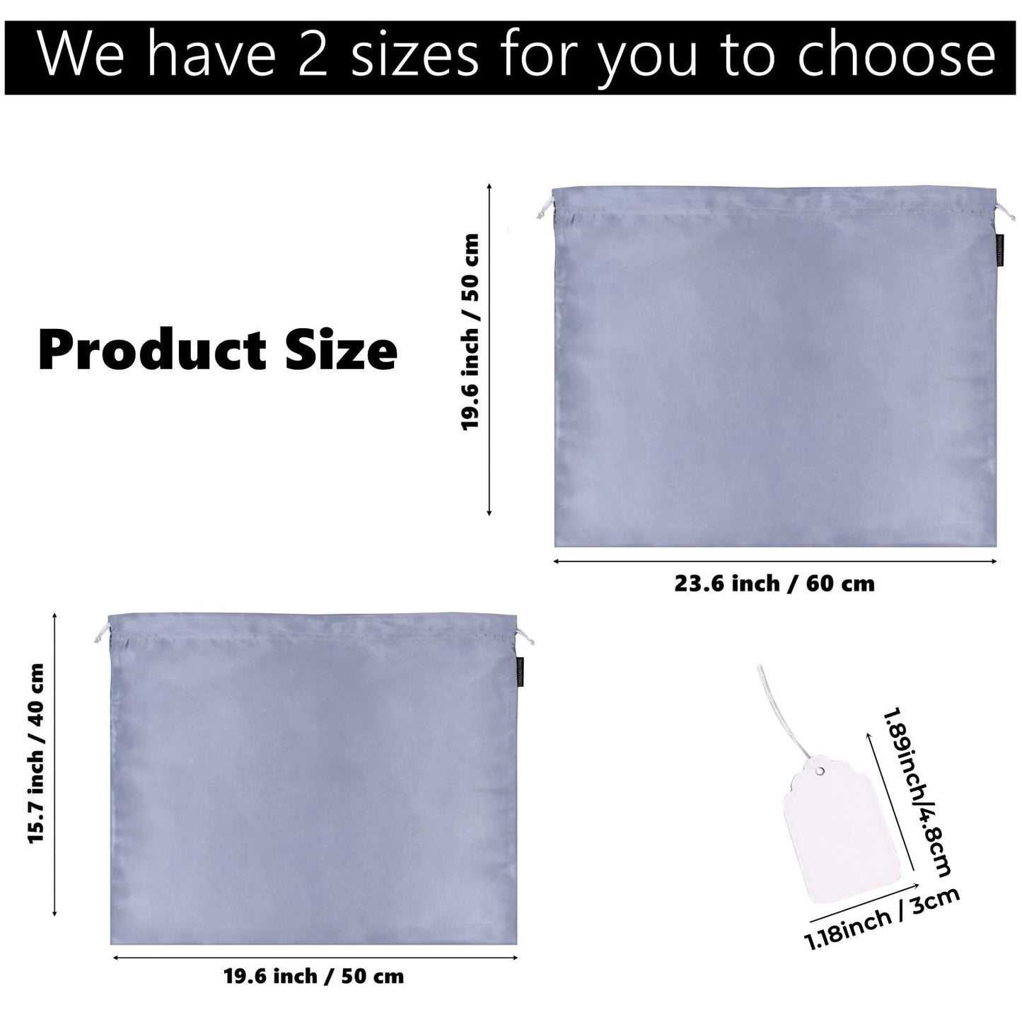 10 Pack Dust Bags for Purses and Handbags, Silk Dust Cover Storage Bag with Drawstring Travel Storage Pouch for Handbag Purse Shoes Boots (Gray, 23.6 × 19.6 in)