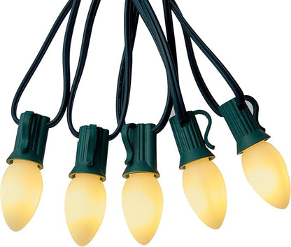 Multicolor C7 LED Christmas String Lights, 50FT 50 Lights C7 Vintage Christmas Lights, Commercial Connectable Christmas Tree Lights for Xmas Holiday Roofline Garden Wedding Decor, Warm White