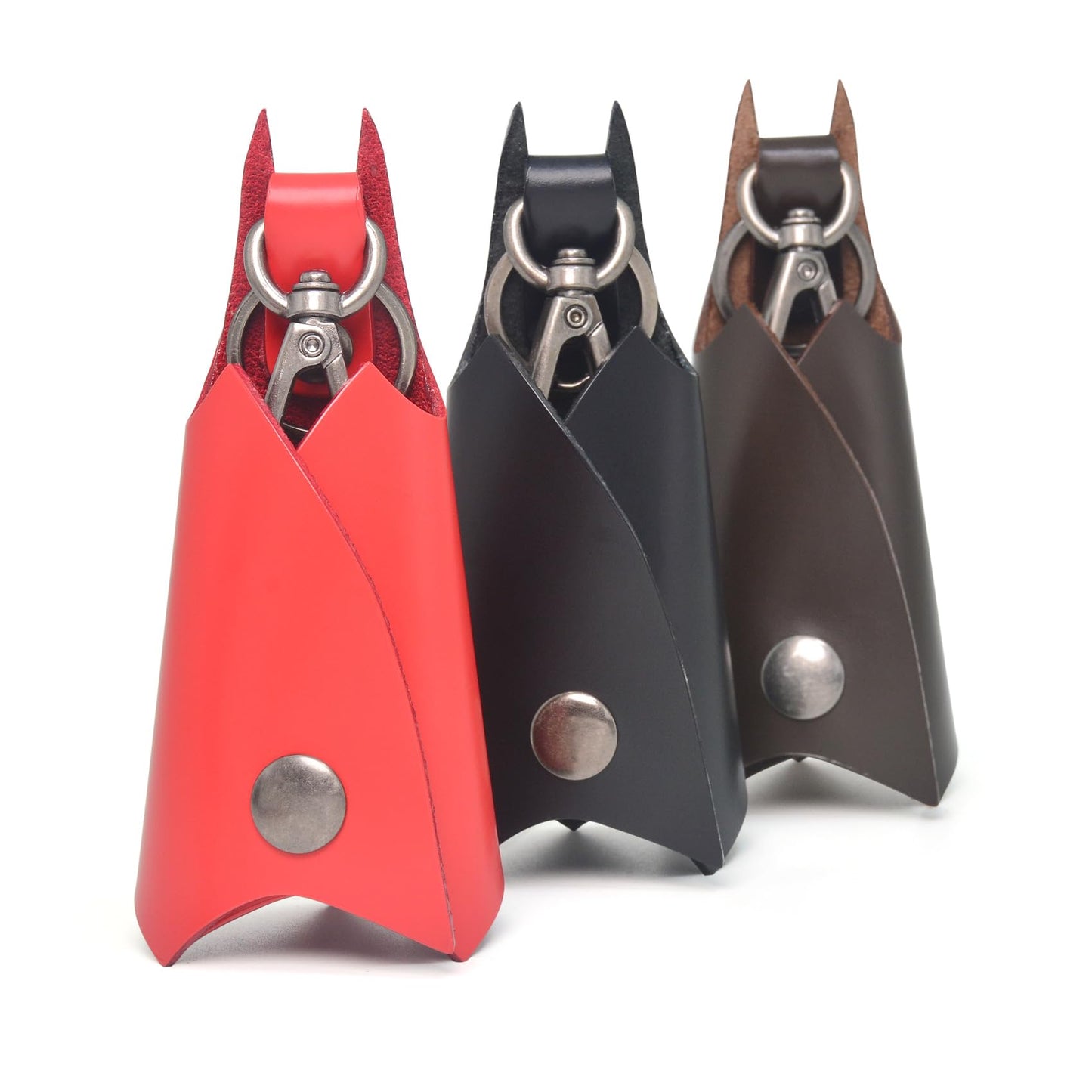CAILLU KeyChain Leather Bat Shape for men gifts and women Car key fob case,Leather fashion pop keys ring cover holder (Dark brown Bat)