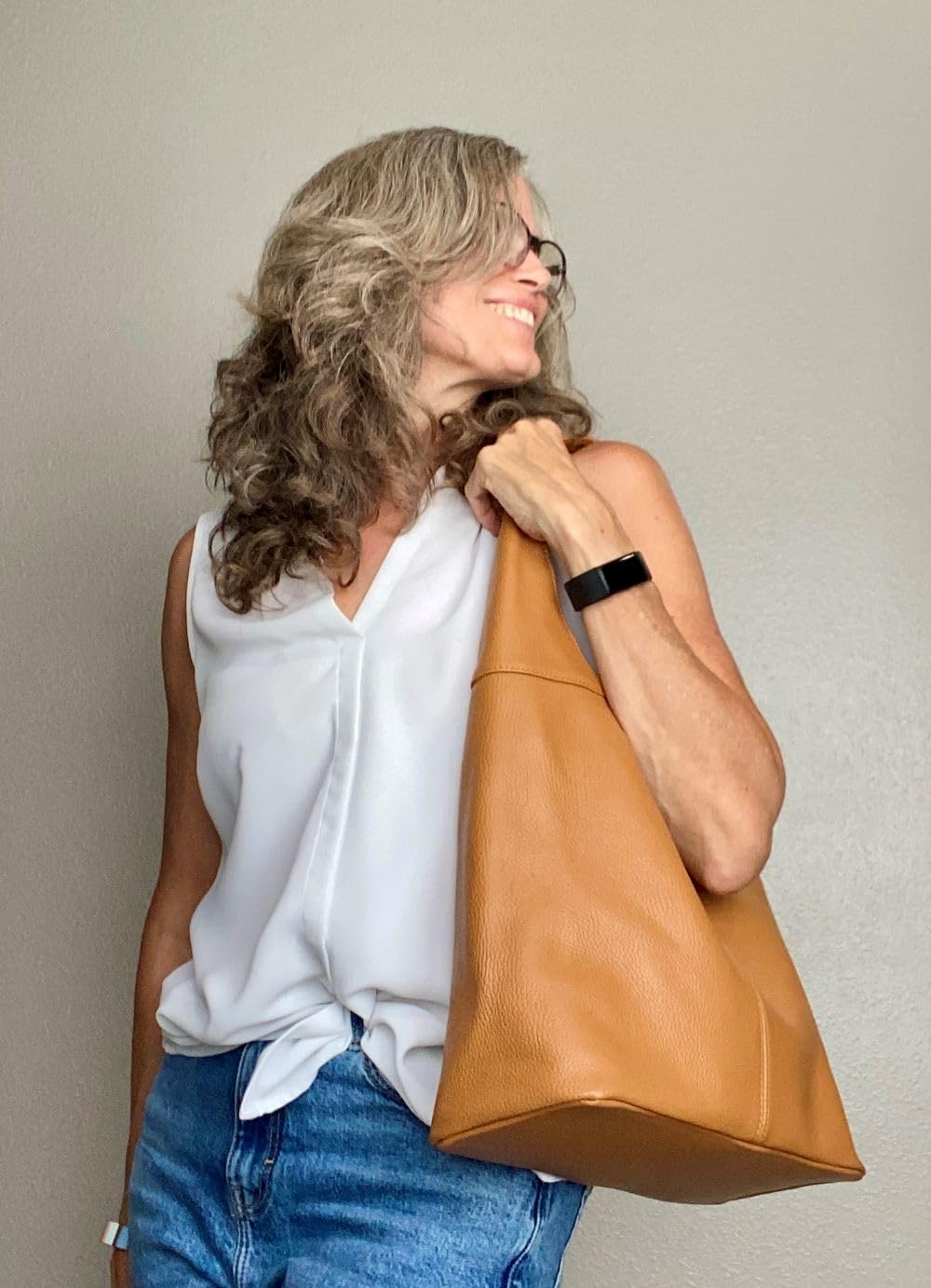 LaGaksta Hobo Purse Shoulder Bag Italian Leather Large Capacity, Tan