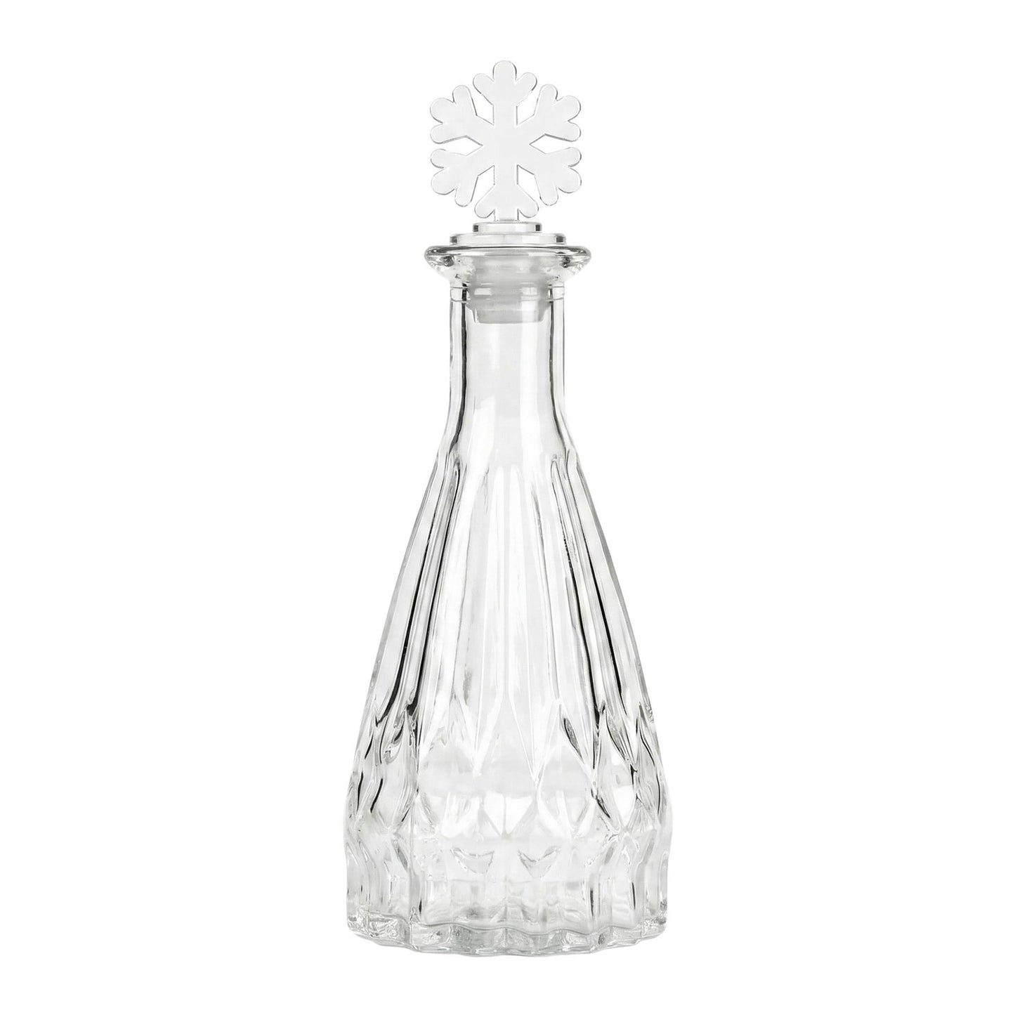 HMETOL 2pcs-Decorative Glass Jars with Ornate Glass Stoppers, Elegant Home Decor, Essential Oil Vials 2.8" L x 2.8" W x 7.5" H Snowflake Shaped Snap Cover