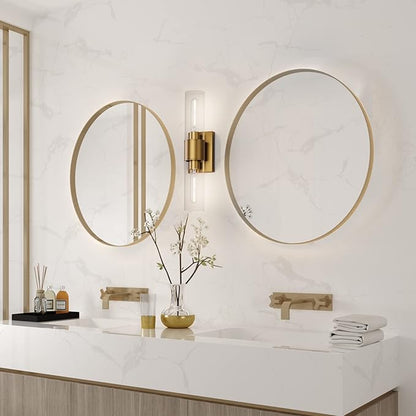 Tipace Bathroom Vanity Light Fixtures,Indoor Gold Wall Lights with Clear Glass,Modern Wall Sconces Up and Down Wall Mount Lamp for Bathroom,Bedroom,Hallway,Kitchen(Bulb not Include)
