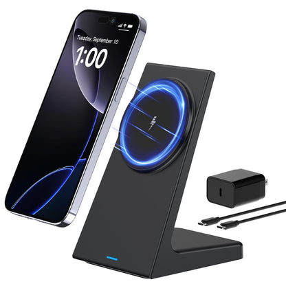 PUY for MagSafe Charger Stand,20W Fast Magnetic Wireless Charging Station with 25W PD Adapter，Stickable Desk Wireless Charger for iPhone 17/16/15/14/13/12 Pro/Pro Max Series