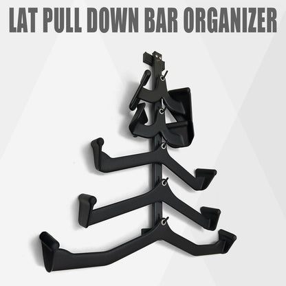 BLUSLM Wall Mounted Lat Pull Down Bar Organizer with Hooks, Home Gym Storage Rack for Lat Pulldown Attachments, Cable Attachments Rack for Gym Accessories (Cable Attachment Rack1)