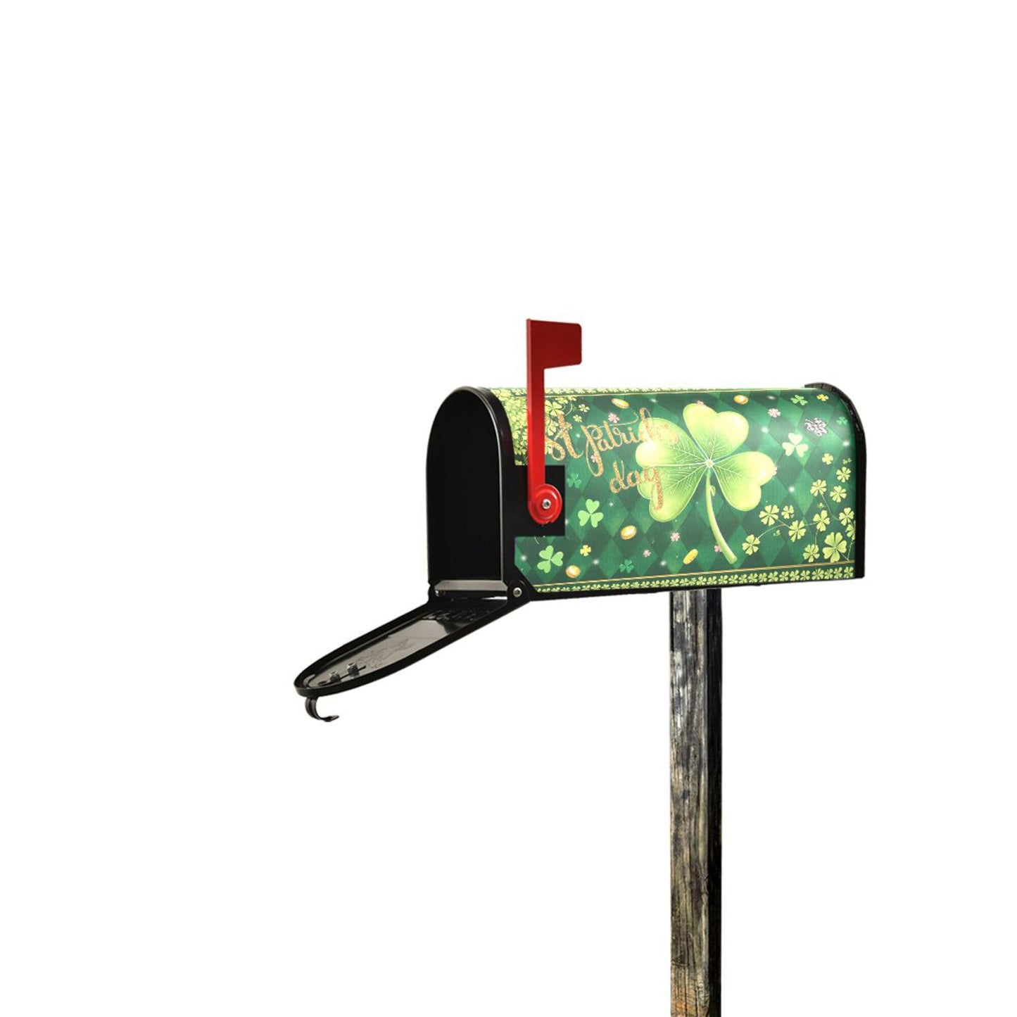 Wamika Happy St Patrick Day Magnetic Mailbox Covers Green Shamrock Clove Golden Coin Mailbox Cover Over Size Full Magnet Garden Yard Porch Mail Boxes Cover Holiday Decorations 25" L x 21" W