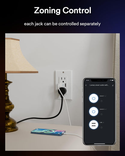 Lumary Smart USB Outlet with Type-C & USB-A Ports, WiFi in-Wall Outlet Compatible with Alexa & Google Home, Remote & Voice Control, Timer, FCC Certified, Tamper-Resistant, 4 Pack