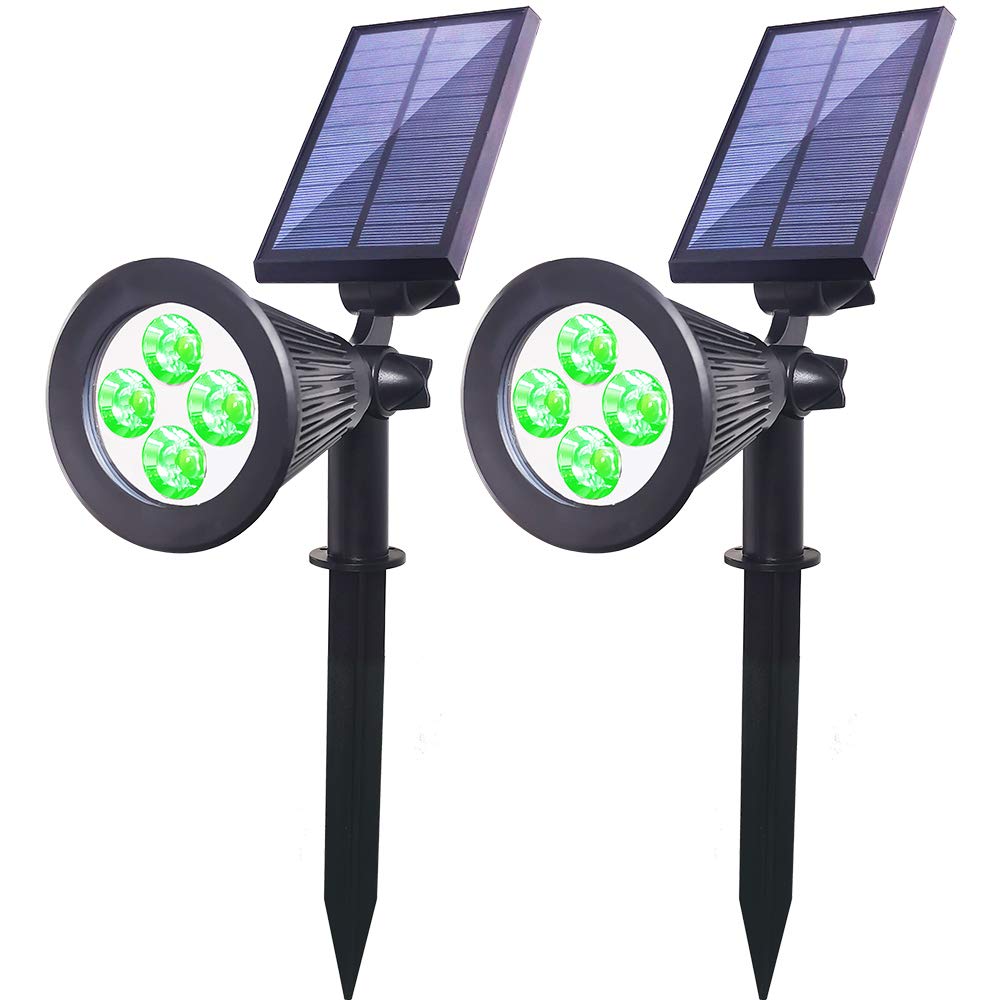 Youqian Clordeal Solar Lights Outdoor Waterproof, 2 in 1 LED Landscape Lights, 4 LED Solar Flag Pole Light Garden Pathway Yard Patio Lawn Decorative Lighting (Green)