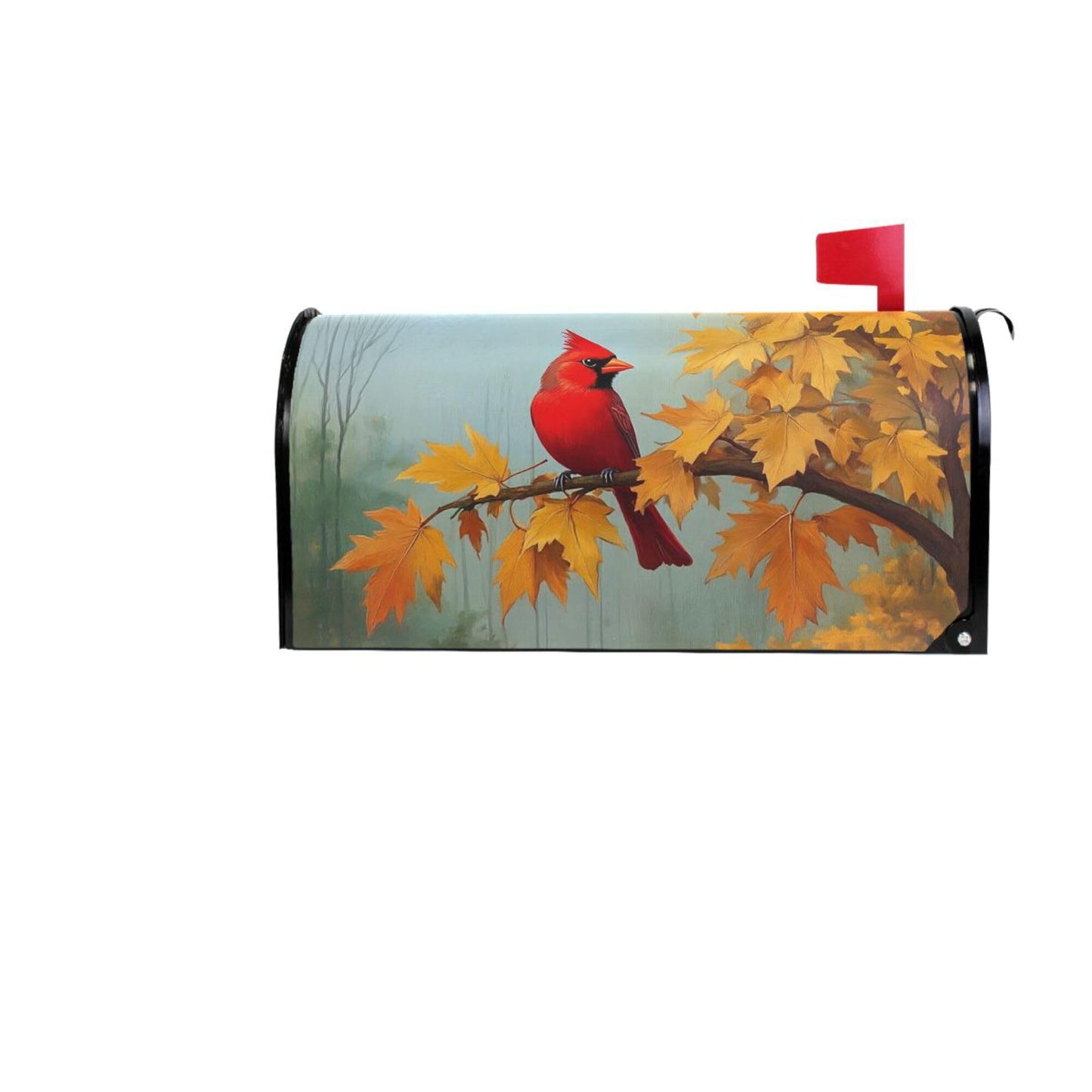 Wamika Autumn Melody Mailbox Covers Standard Size Fall Cardinal Bird Sunflower Maple Leaves Magnetic Mail Wraps Cover Letter Post Box 21" Lx 18" W