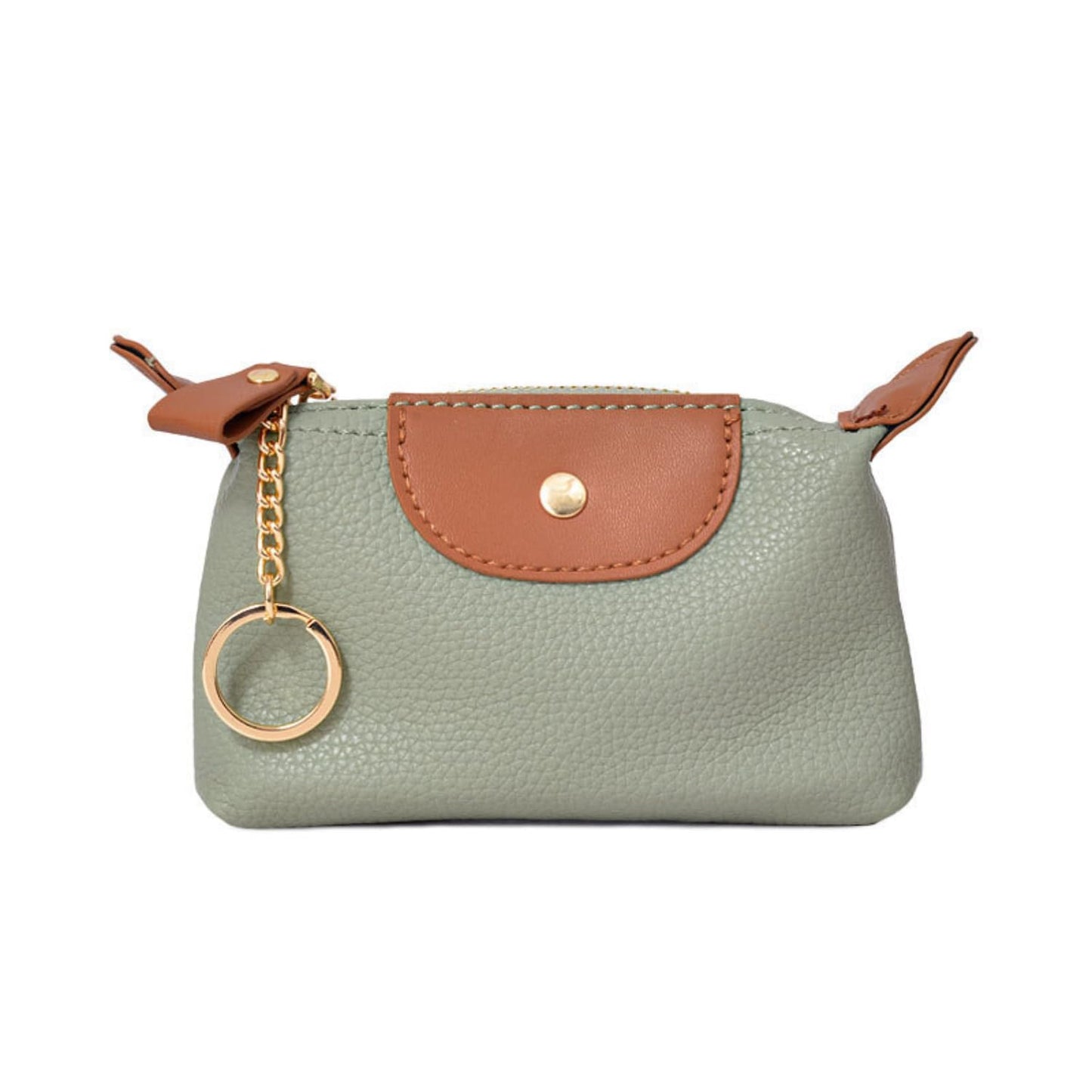 Small Coin Purse, Leather Coin Purse with KeyChain, Leather Coin Purse Pouch for Women (Green)