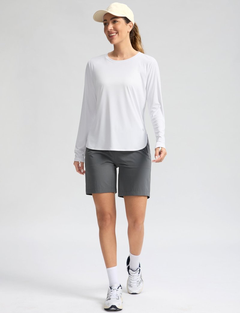 Women's Sun Shirts UPF 50+ Long Sleeve UV Protection Shirt Lightweight Quick Dry Workout Hiking Tops for Women(White,L)