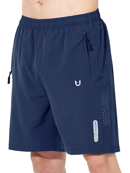 NORTHYARD Men's Athletic Running Shorts Gym Workout 7"/9"/5" Quick Dry Lightweight Sports Basketball Tennis 3 Zipper Pockets DARKBLUE L