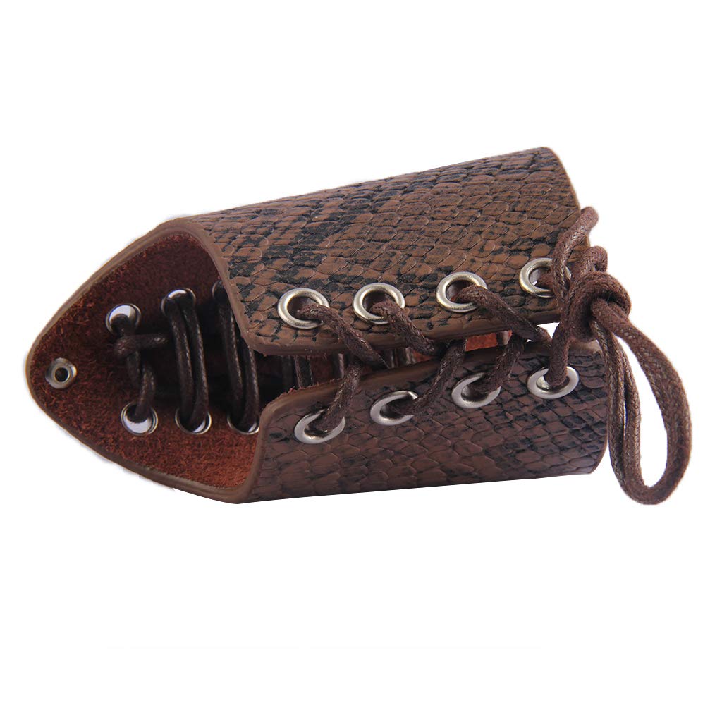 GelConnie Leather Gauntlet Wristband Medieval Bracers Snakeskin Viking Wrist Guards Archery Guards Bracers Wide Arm Armor Cuff for Women Men Halloween Renaissance Costume Props