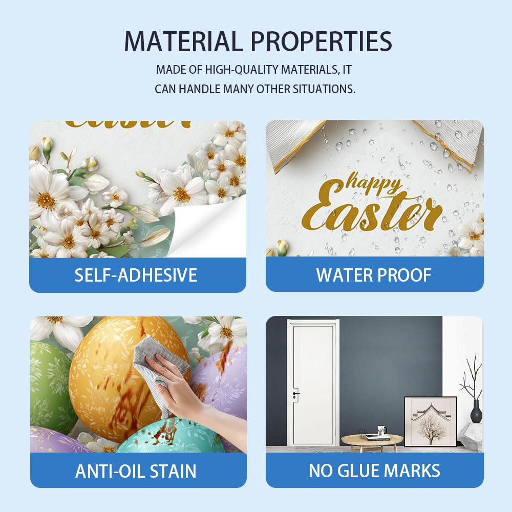 WDESYADMS Door Stickers 30.3x78.7 Inch PVC Easter Egg Floral Design Peel and Stick Decorative Door Cover for Home Entryway Bedroom Apartment Hallway Adds Seasonal Charm and Simple Festive Update