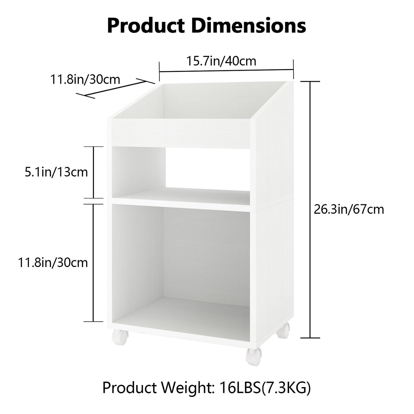 Permory 3-Tier Mobile Files Cabinet, Under Desk White Storage Organizer with Wheels for Home Office (White)