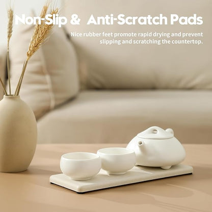 2PCS Bathroom Sink Vanity Trays, Water Absorbing Diatomite Stone Drying Soap