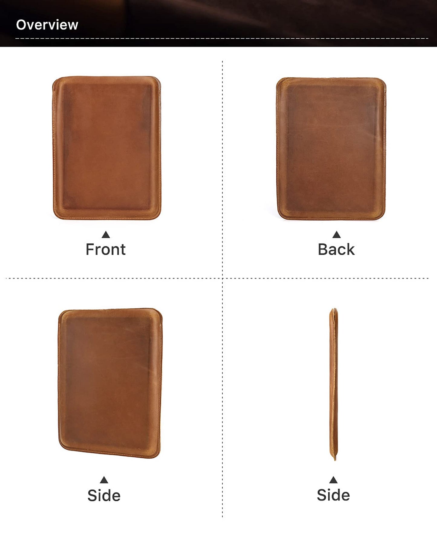 CataPurus Top Grain Leather 14.2" Laptop Sleeve Case, Solid Vintage Design, Compatible with MacBook Pro 14" 2021 M1 A2442 & Old Versioned 13-13.3 Inch MacBook Pro/MacBook Air, Brown 14.2 Inch