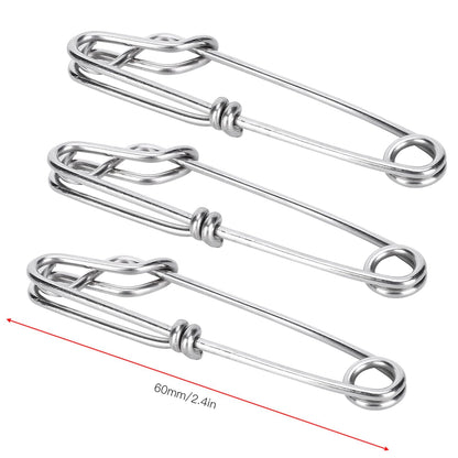 Cunyuer 15PCS Longline Trotline Clips, 1.8x60mm Fishing Snapper Clips, Stainless Steel Long Line Tuna Clip, Quick Connect Fishing Accessory