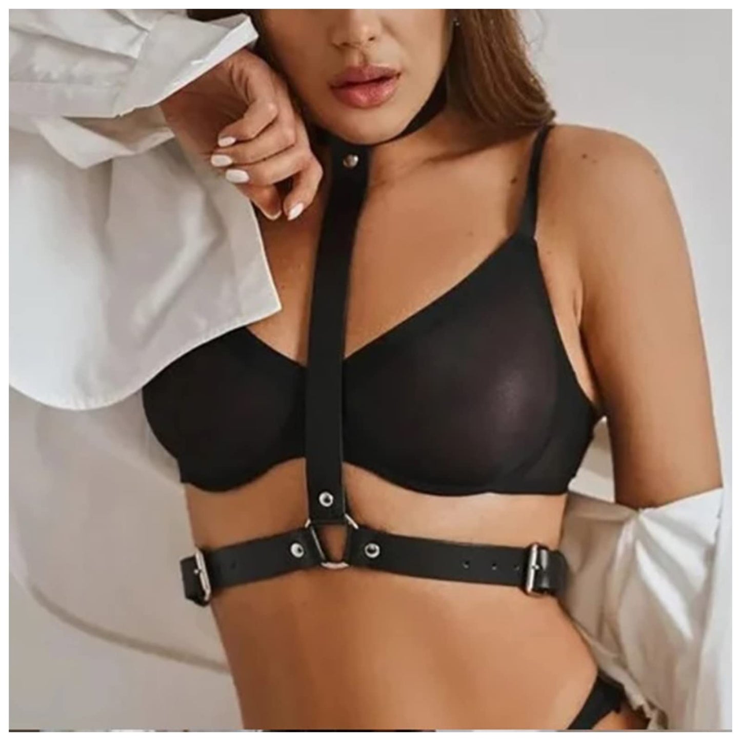 Women's Body Chest Harness Belt, Adjustable Leather Halter Gothic Punk Collar Choker Neck Waist Chest Harness Bondage Strap for Ladies, BDSM Cosplay Costume Rave Nightclub Party Masquerade Clubwear
