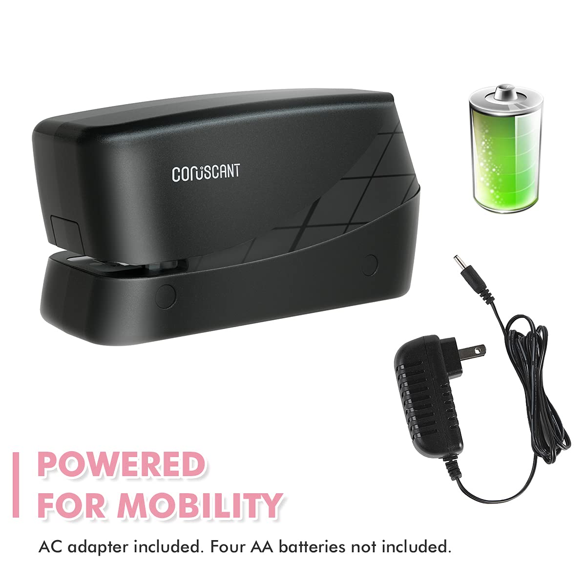 Coruscant Electric Stapler, Heavy Duty Desktop Stapler, Includes 2000 Staples and 1 Staple Remover, No-Jam Automatic AC or Battery Powered, 25 Sheet, Professional for Office Home School Use