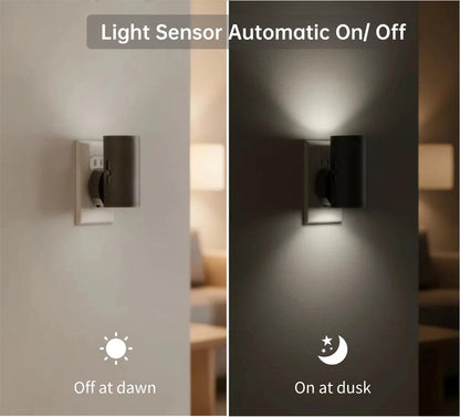 LED Night Lights Plug into Wall, Dusk to Dawn Sensor,5-300LM Adjustable Brightness, Soft White 3000K,Dimmable Night Lights for Kitchen,Hallway Bedroom,Stairs, 2 Pack