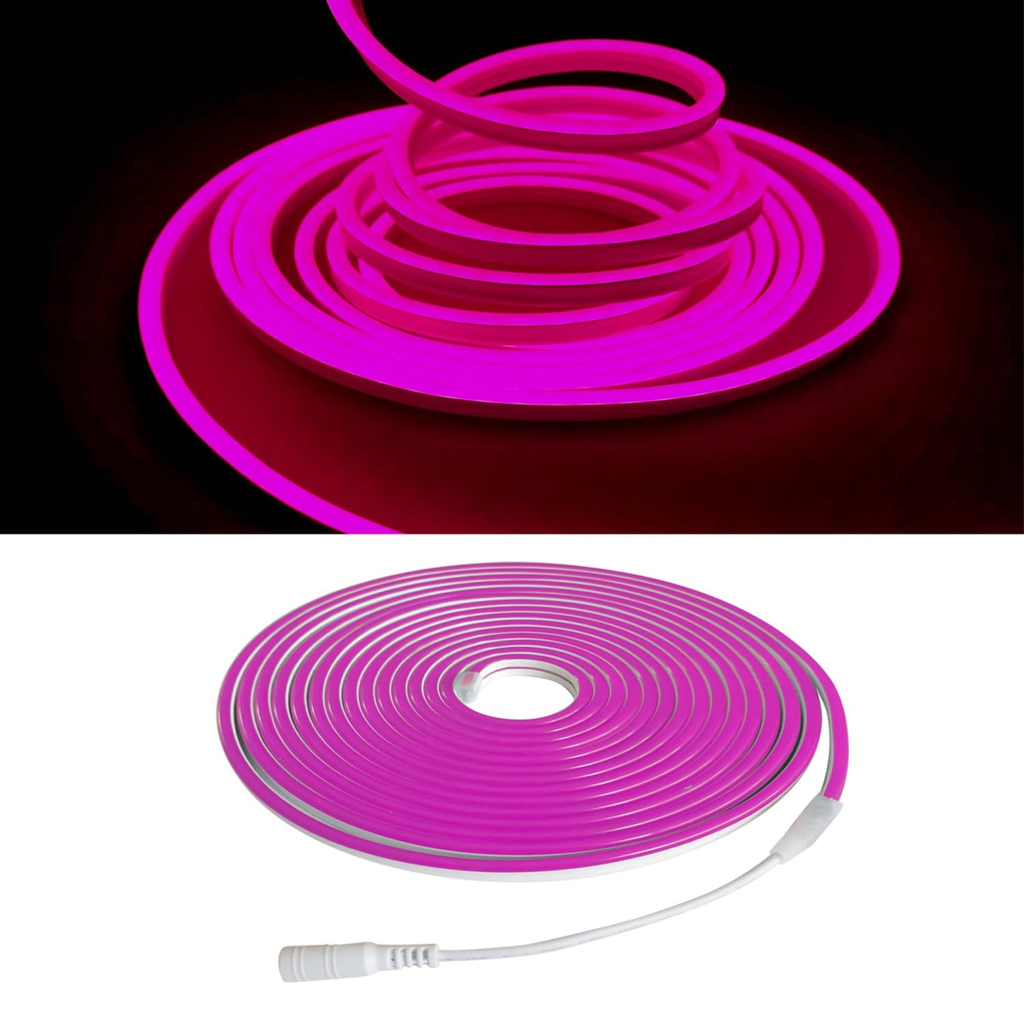 Maxlaxer Pink LED Neon Strip Light，16.4ft/5m 12V DC Waterproof Flexible Light Strip for Indoor and Outdoor Decor, Bedroom, Kitchen, Party, TV Backlight.(Power Adapter not Included)