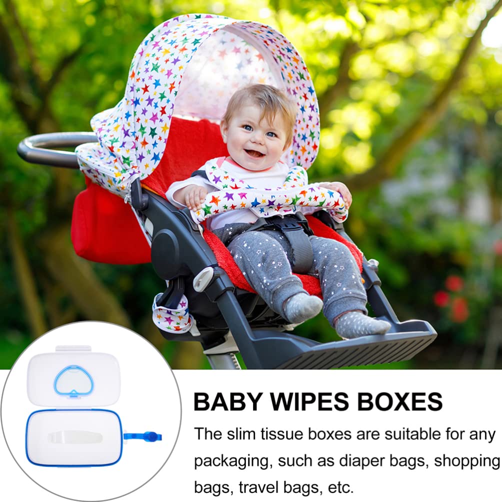 Healifty Portable Baby Wipes Dispenser with Belt Clip 2-Pack Lightweight Travel Wipe Box for Stroller Crib Infant Wet Tissue Holder on-the-Go Cleanup