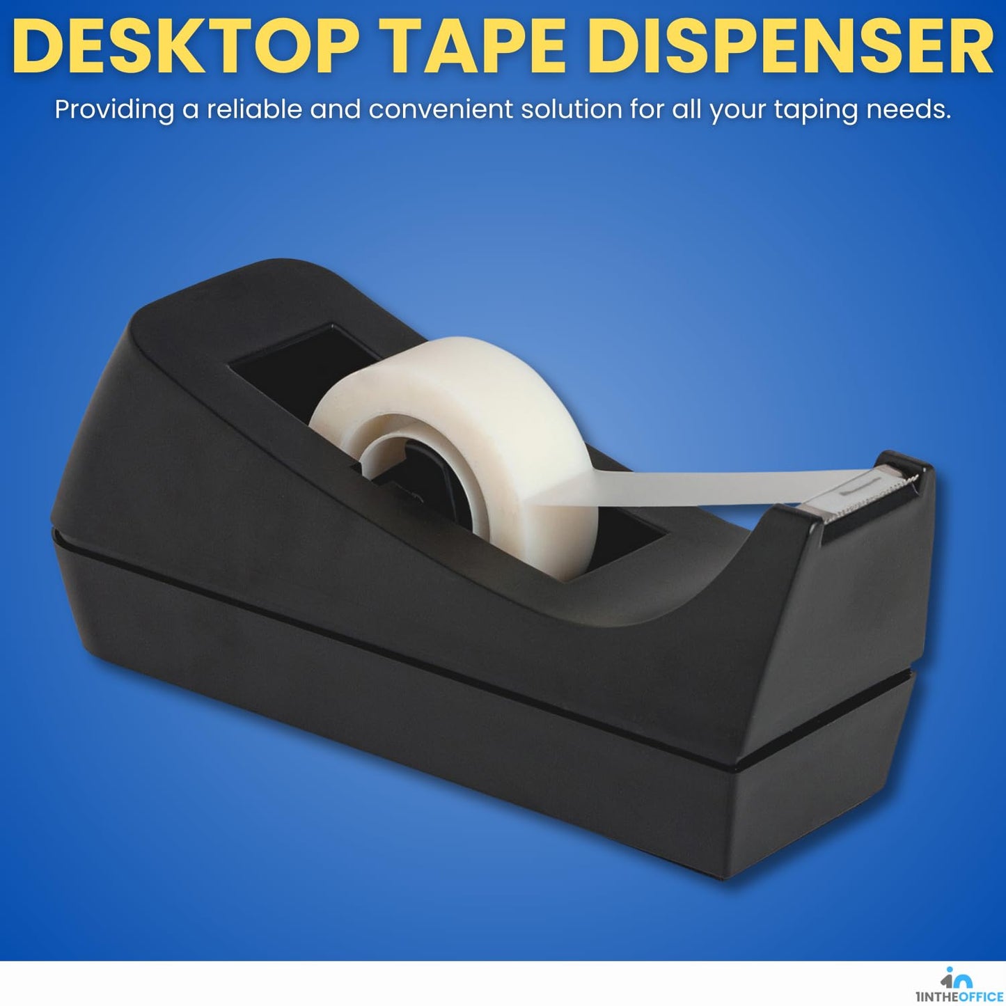 1InTheOffice Desk Tape Dispenser, Black 4 Pack (Desktop Tape Dispenser)
